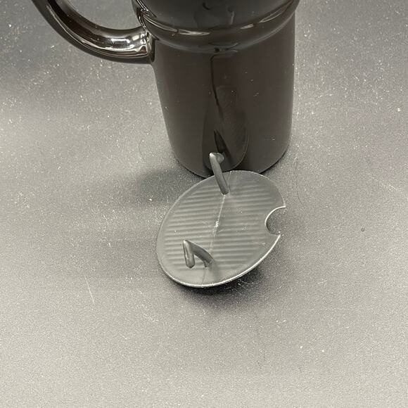 Black Ceramic Coffee Mug with Lid and Rubber Base - Fish and Cross Symbol - Picture 7 of 9